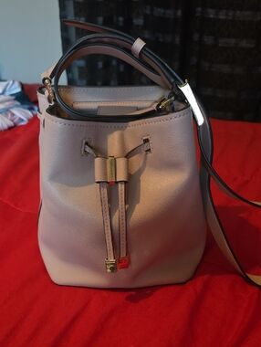 Calvin Klein Light Pink Pebbled Leather Bucket Shoulder Bag